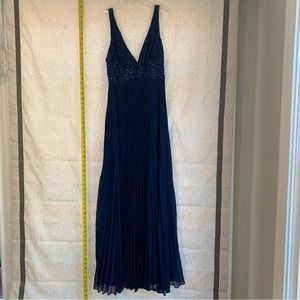 Pleated Blue evening gown